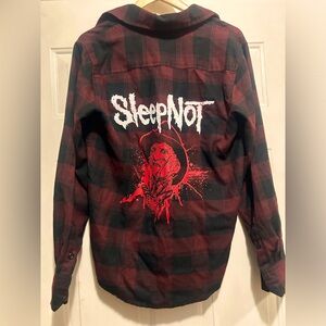 Freddy Krueger Mens Sleepnot plaid button down Nightmare On Elm Street LS Top